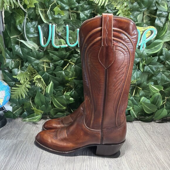 SAN ANTONIO LUCCHESE HANDMADE 7.5 AAA SEVILLE CORD BROWN MENS COWBOY BOOTS main image 4